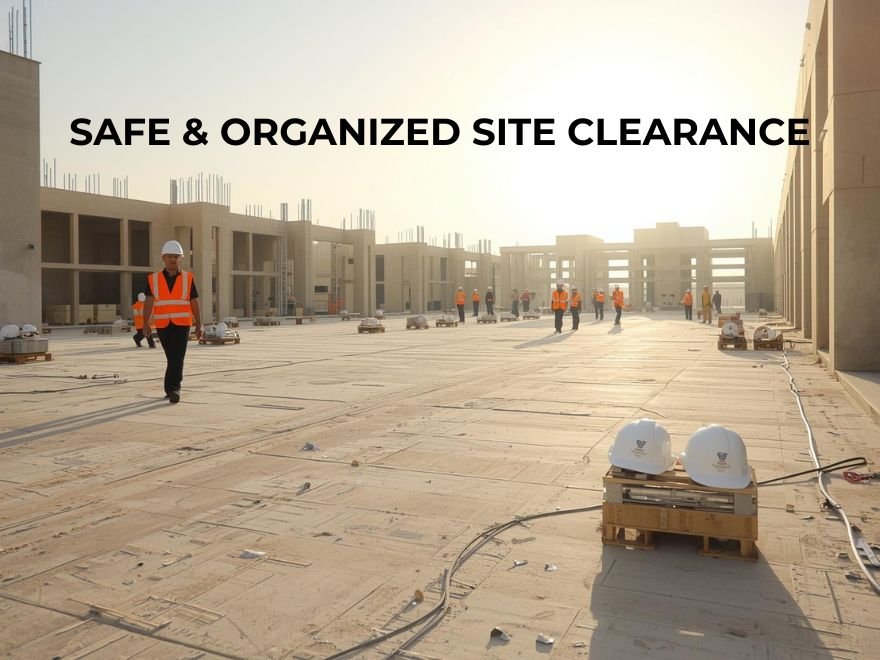 Organized and safe construction site after metal scrap removal in Qatar.